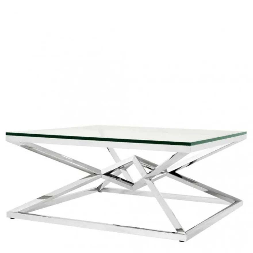 Casa Padrino Luxus Couchtisch Edelstahl Nickel Finish 100 x 100 x H. 45 cm - Quadratischer Wohnzimmertisch