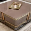 Casa Padrino Luxus Couchtisch Grau / Gold - Massivholz Wohnzimmertisch - Wohnzimmer Möbel - Luxus Möbel - Luxus Kollektion