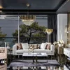 Casa Padrino Luxus Couchtisch Weiß / Gold 120 x 80 x H. 45 cm - Rechteckiger Wohnzimmertisch mit Massivholz Tischplatte und Metallbeinen - Wohnzimmer Möbel - Luxus Möbel - Hotel Möbel