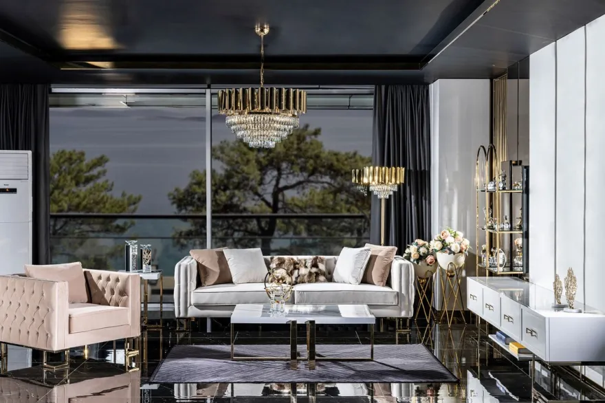 Casa Padrino Luxus Couchtisch Weiß / Gold 120 x 80 x H. 45 cm - Rechteckiger Wohnzimmertisch mit Massivholz Tischplatte und Metallbeinen - Wohnzimmer Möbel - Luxus Möbel - Hotel Möbel