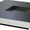 Casa Padrino Luxus Couchtisch Silber / Schwarz 120 x 120 x H. 23,5 cm - Quadratischer Edelstahl Wohnzimmertisch mit Spiegelglas Tischplatten - Wohnzimmer Möbel - Luxus Qualität