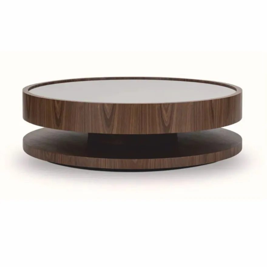 Casa Padrino Luxus Couchtisch mit Glasplatte Braun Ø 120 cm - Wohnzimmer Möbel
