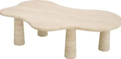 Casa Padrino Luxus Couchtisch Beige 116 x 73 x H. 34 cm - Travertin Naturstein Wohnzimmertisch - Wohnzimmer Möbel - Travertin Möbel - Luxus Möbel - Luxus Einrichtung
