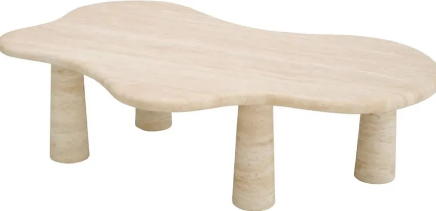 Casa Padrino Luxus Couchtisch Beige 116 x 73 x H. 34 cm - Travertin Naturstein Wohnzimmertisch - Wohnzimmer Möbel - Travertin Möbel - Luxus Möbel - Luxus Einrichtung