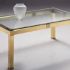 Casa Padrino Luxus Couchtisch Messingfarben 120 x 70 x H. 48 cm - Rechteckiger Messing Wohnzimmertisch mit Glasplatte - Wohnzimmer Möbel - Luxus Qualität