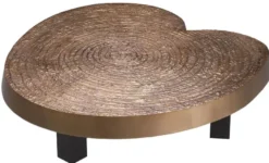 Casa Padrino Luxus Couchtisch Antik Gold / Schwarz 105 x 110 x H. 35 cm - Moderner Wohnzimmertisch mit Aluminium Tischplatte - Wohnzimmer Möbel - Luxus Möbel