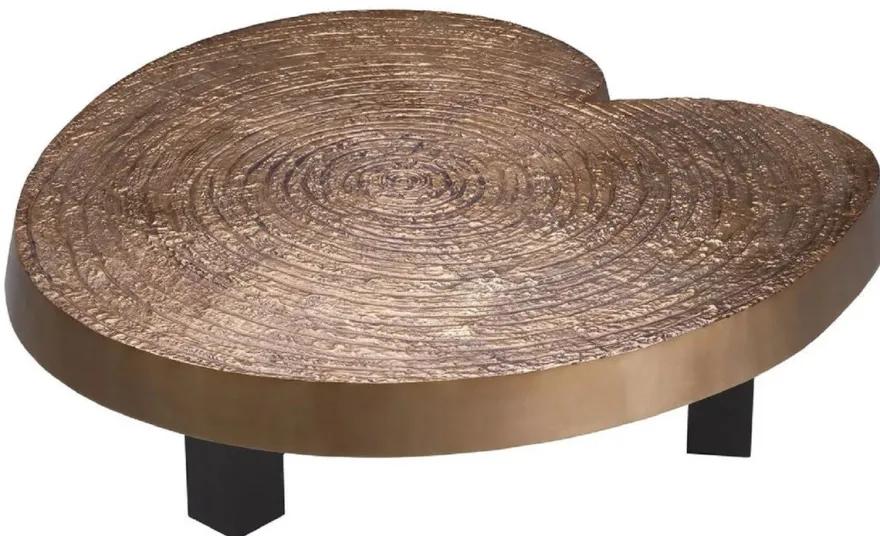 Casa Padrino Luxus Couchtisch Antik Gold / Schwarz 105 x 110 x H. 35 cm - Moderner Wohnzimmertisch mit Aluminium Tischplatte - Wohnzimmer Möbel - Luxus Möbel