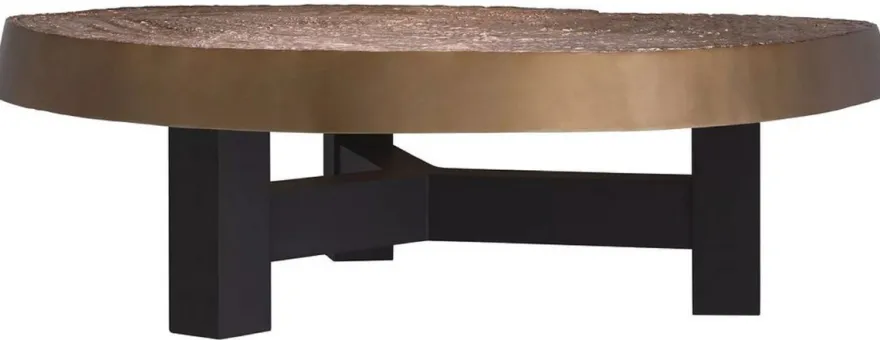 Casa Padrino Luxus Couchtisch Antik Gold / Schwarz 105 x 110 x H. 35 cm - Moderner Wohnzimmertisch mit Aluminium Tischplatte - Wohnzimmer Möbel - Luxus Möbel