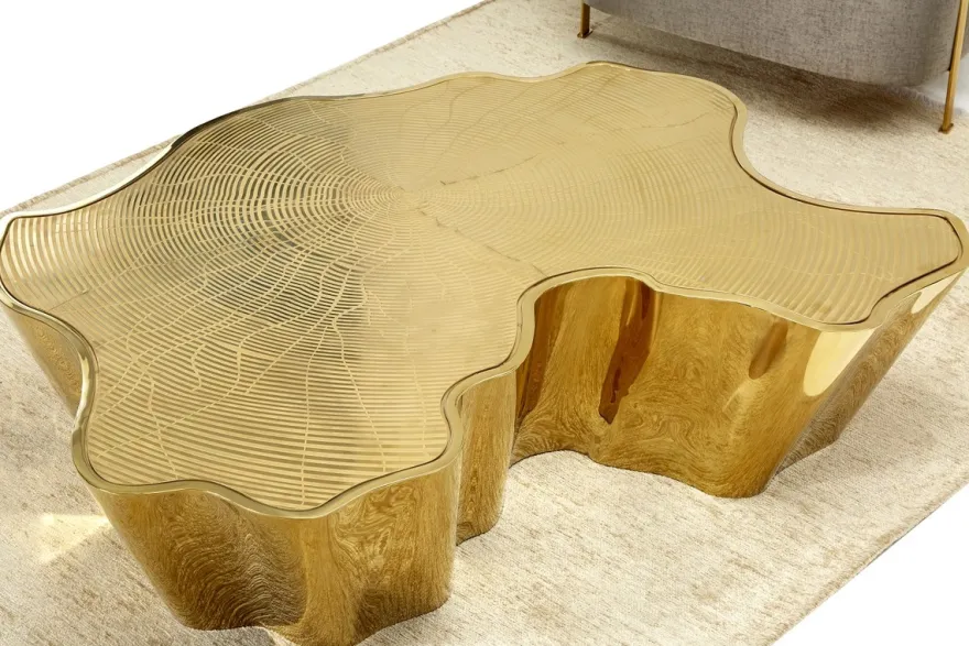 Casa Padrino Luxus Couchtisch Gold 127 x 90 x H. 30 cm - Edelstahl Wohnzimmertisch - Luxus Wohnzimmer & Hotel Möbel