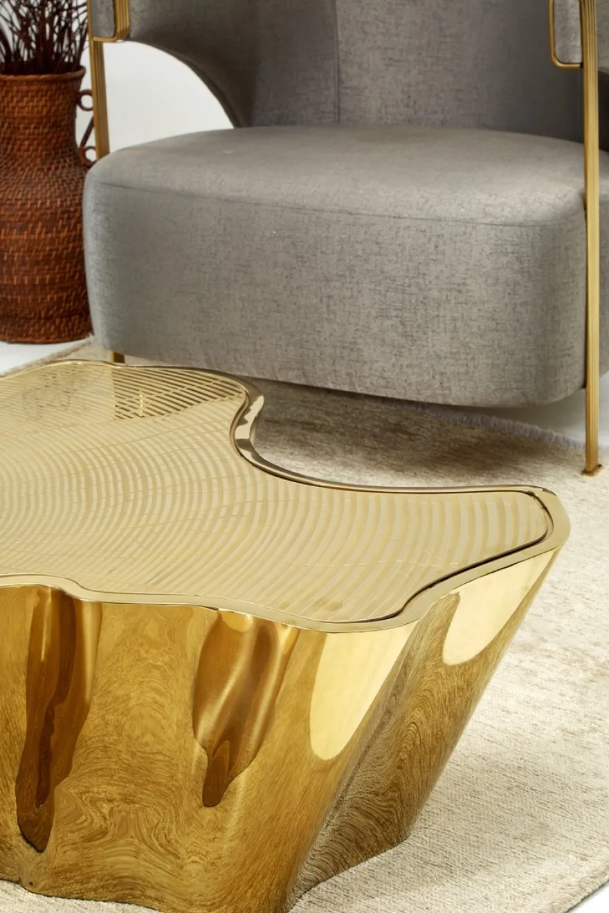 Casa Padrino Luxus Couchtisch Gold 127 x 90 x H. 30 cm - Edelstahl Wohnzimmertisch - Luxus Wohnzimmer & Hotel Möbel