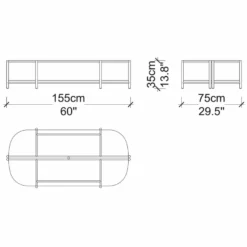Casa Padrino Luxus Couchtisch Naturfarben / Grau / Messing 155 cm - Wohnzimmer & Hotel Möbel
