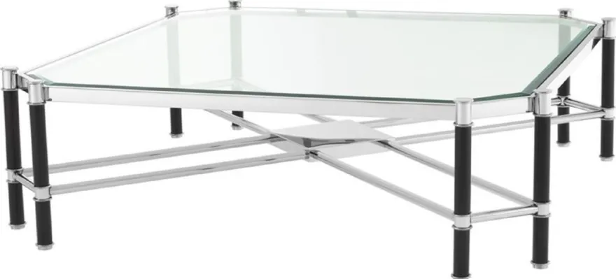 Casa Padrino Luxus Couchtisch Silber / Schwarz 115 x 115 x H. 35 cm - Luxus Wohnzimmermöbel