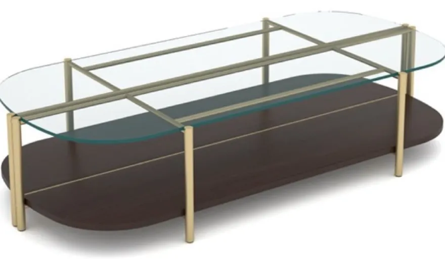 Casa Padrino Luxus Couchtisch Dunkelbraun / Messing 155 x 75 x H. 35 cm - Wohnzimmertisch mit Glasplatte - Wohnzimmer Möbel - Hotel Möbel - Luxus Möbel - Luxus Einrichtung