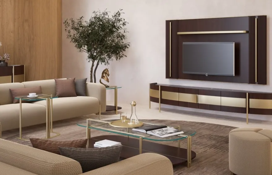 Casa Padrino Luxus Couchtisch Dunkelbraun / Messing 155 x 75 x H. 35 cm - Wohnzimmertisch mit Glasplatte - Wohnzimmer Möbel - Hotel Möbel - Luxus Möbel - Luxus Einrichtung