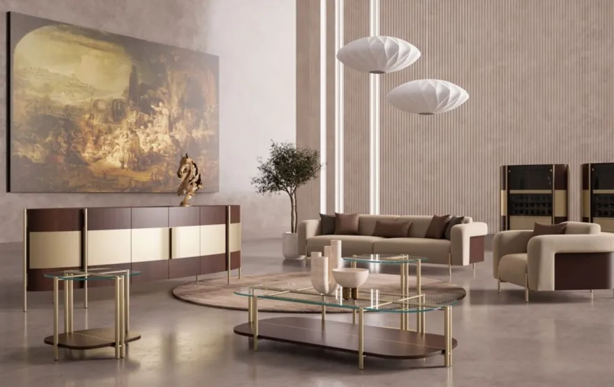 Casa Padrino Luxus Couchtisch Dunkelbraun / Messing 155 x 75 x H. 35 cm - Wohnzimmertisch mit Glasplatte - Wohnzimmer Möbel - Hotel Möbel - Luxus Möbel - Luxus Einrichtung