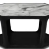 Casa Padrino Luxus Couchtisch Schwarz / Weiß 90 x 78 x H. 35 cm - Wohnzimmertisch mit Marmorplatte - Wohnzimmer Möbel - Luxus Möbel