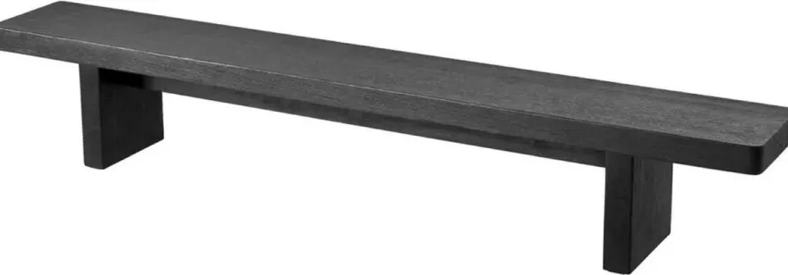 Casa Padrino Luxus Couchtisch Schwarz 240 x 35 x H. 41 cm - Riesiger Massivholz Wohnzimmertisch - Wohnzimmer Möbel - Hotel Möbel - Luxus Möbel - Luxus Einrichtung