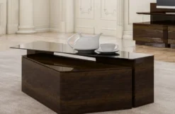 Casa Padrino Luxus Couchtisch Set Braun - 2 Rechteckige Wohnzimmertische - Luxus Wohnzimmer Möbel