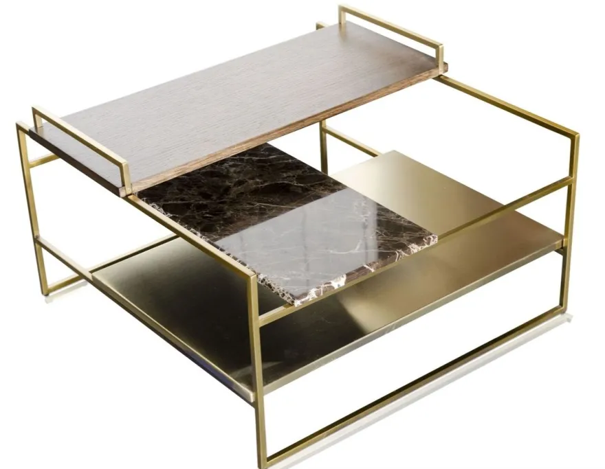 Casa Padrino Luxus Couchtisch Gold 60 x 60 x H. 36,5 cm - Designer Wohnzimmertisch