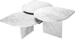 Casa Padrino Luxus Couchtisch Set Weiß - 3 Wohnzimmertische aus hochwertigem Carrara Marmor - Luxus Möbel