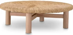Casa Padrino Luxus Couchtisch Naturfarben Ø 100 x H. 30,5 cm - Runder Wohnzimmertisch - Wohnzimmer Möbel - Luxus Möbel - Luxus Einrichtung