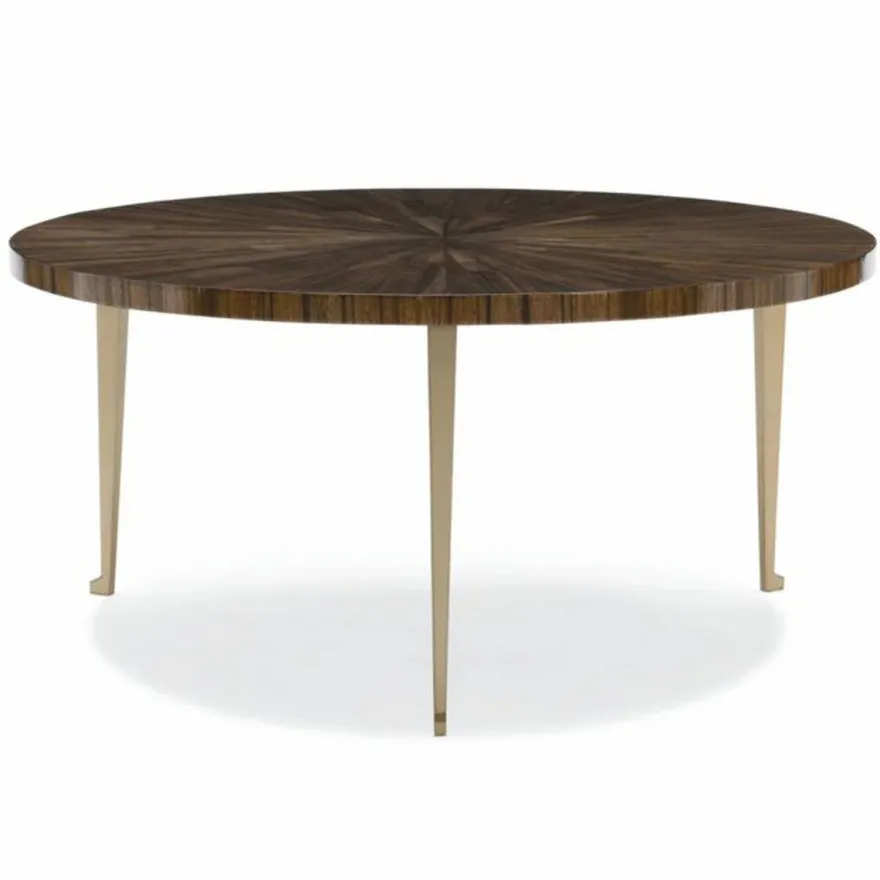 Casa Padrino Luxus Couchtisch Braun / Gold Ø 96 cm - Runder Wohnzimmertisch