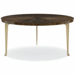 Casa Padrino Luxus Couchtisch Braun / Gold Ø 96 cm - Runder Wohnzimmertisch