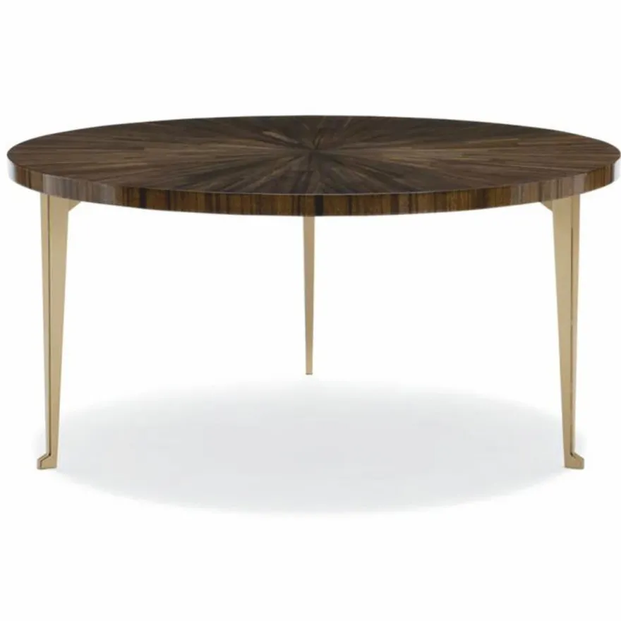 Casa Padrino Luxus Couchtisch Braun / Gold Ø 96 cm - Runder Wohnzimmertisch