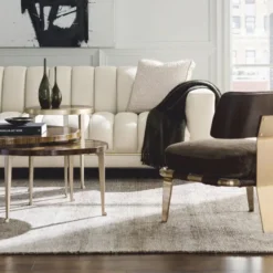 Casa Padrino Luxus Couchtisch Braun / Gold Ø 96 cm - Runder Wohnzimmertisch