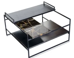 Casa Padrino Luxus Couchtisch Schwarz 60 x 60 x H. 36,5 cm - Designer Wohnzimmertisch