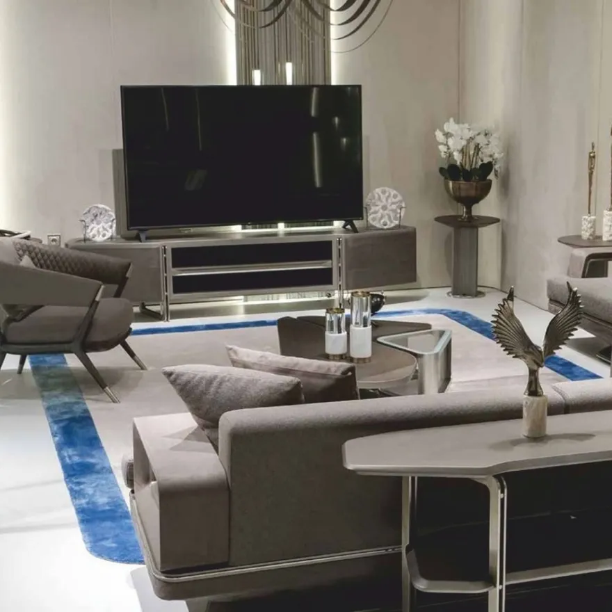 Casa Padrino Luxus Couchtisch mit 2 Beistelltischen Grau / Silber - Luxus Wohnzimmertisch Set - Luxus Möbel - Hotel Möbel - Wohnzimmer Möbel