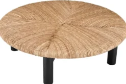 Casa Padrino Luxus Couchtisch Naturfarben / Schwarz Ø 100 x H. 30,5 cm - Runder Wohnzimmertisch - Wohnzimmer Möbel - Luxus Möbel - Luxus Einrichtung