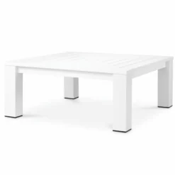 Casa Padrino Luxus Couchtisch Matt Weiß / Schwarz 101,5 cm - Outdoor Garten Möbel