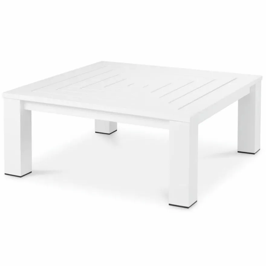 Casa Padrino Luxus Couchtisch Matt Weiß / Schwarz 101,5 cm - Outdoor Garten Möbel
