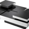 Casa Padrino Luxus Couchtisch Set Silber / Schwarz - 2 L-förmige Wohnzimmertische mit 2 quadratischen Tabletts - Wohnzimmer Möbel - Luxus Kollektion
