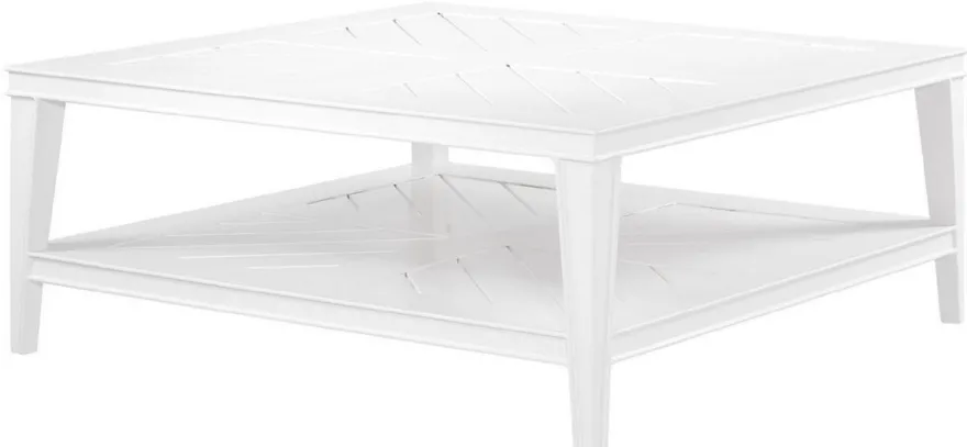 Casa Padrino Luxus Couchtisch Weiß 100 x 100 x H. 42 cm - Quadratischer Wohnzimmertisch aus hochwertigen strapazierbarem Aluminium - Gartentisch