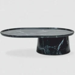 Casa Padrino Luxus Couchtisch mit ovaler Marmor Tischplatte Schwarz 120 cm