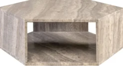 Casa Padrino Luxus Couchtisch Grau 91 x 79 x H. 30 cm - 6 Eckiger Travertin Naturstein Wohnzimmertisch - Wohnzimmer Möbel - Travertin Möbel - Luxus Möbel - Luxus Einrichtung