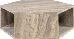 Casa Padrino Luxus Couchtisch Grau 91 x 79 x H. 30 cm - 6 Eckiger Travertin Naturstein Wohnzimmertisch - Wohnzimmer Möbel - Travertin Möbel - Luxus Möbel - Luxus Einrichtung