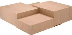 Casa Padrino Luxus Couchtisch Naturfarben / Bronze 114 x 114 x H. 40 cm - Quadratischer Wohnzimmertisch - Wohnzimmer Möbel - Massivholz Möbel - Luxus Möbel - Luxus Einrichtung