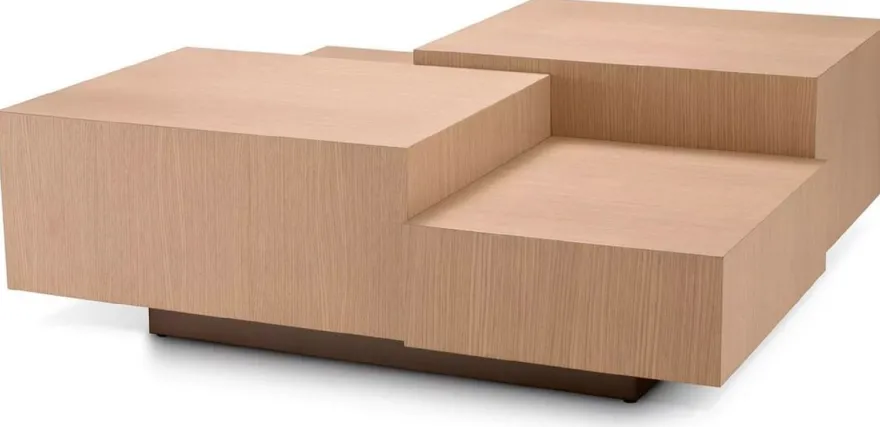 Casa Padrino Luxus Couchtisch Naturfarben / Bronze 114 x 114 x H. 40 cm - Quadratischer Wohnzimmertisch - Wohnzimmer Möbel - Massivholz Möbel - Luxus Möbel - Luxus Einrichtung
