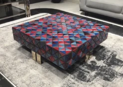Casa Padrino Luxus Couchtisch Bunt / Gold 100 cm - Quadratischer Wohzimmertisch