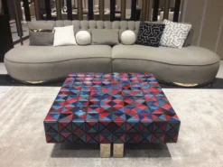 Casa Padrino Luxus Couchtisch Bunt / Gold 100 cm - Quadratischer Wohzimmertisch