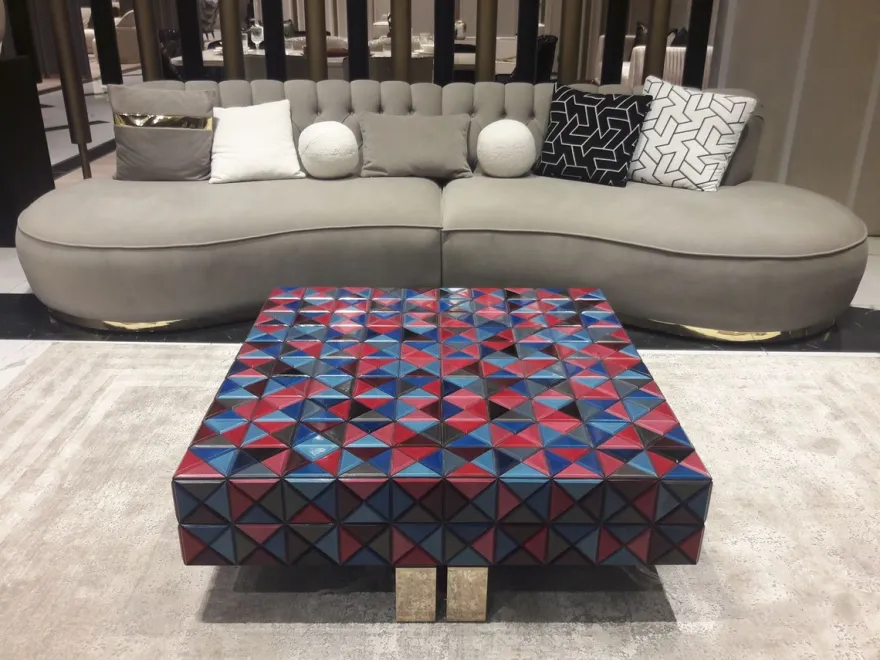 Casa Padrino Luxus Couchtisch Bunt / Gold 100 cm - Quadratischer Wohzimmertisch