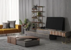 Casa Padrino Luxus Couchtisch Braun / Grau 130 x 80 x H. 32 cm - Rechteckiger Massivholz Wohnzimmertisch - Wohnzimmer Möbel - Luxus Möbel - Luxus Einrichtung