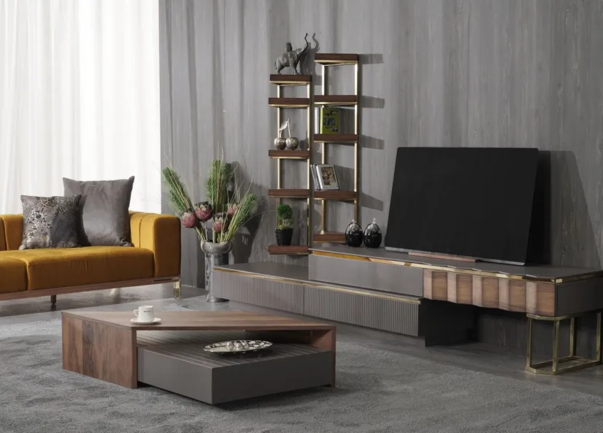 Casa Padrino Luxus Couchtisch Braun / Grau 130 x 80 x H. 32 cm - Rechteckiger Massivholz Wohnzimmertisch - Wohnzimmer Möbel - Luxus Möbel - Luxus Einrichtung