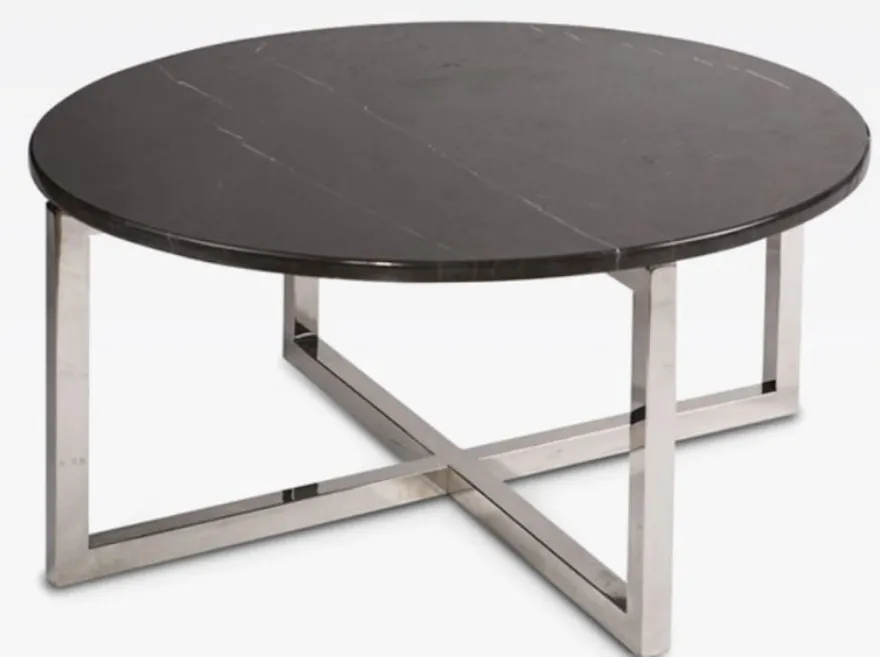 Casa Padrino Luxus Couchtisch Graphitgrau / Silber Ø 80 x H. 40 cm - Moderner runder Wohnzimmertisch mit Marmorplatte - Wohnzimmer Möbel