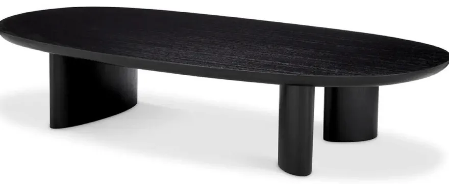 Casa Padrino Luxus Couchtisch Schwarz 168,5 x 86,5 x H. 35,5 cm - Ovaler Massivholz Wohnzimmertisch - Wohnzimmer Möbel - Luxus Möbel - Luxus Einrichtung