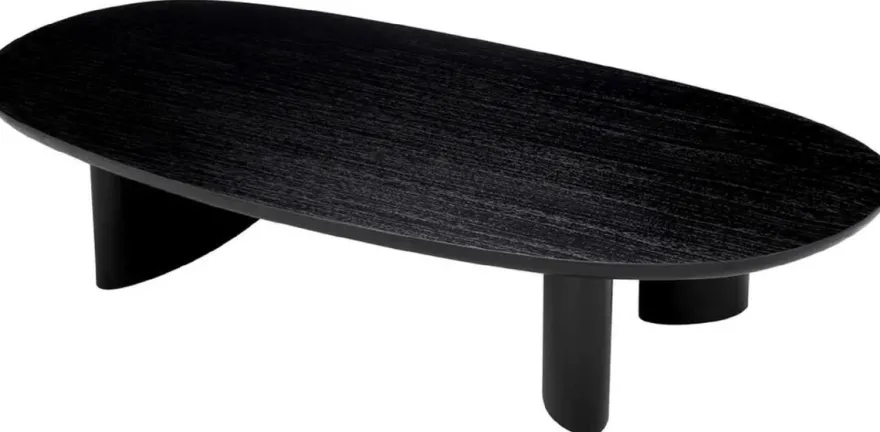 Casa Padrino Luxus Couchtisch Schwarz 168,5 x 86,5 x H. 35,5 cm - Ovaler Massivholz Wohnzimmertisch - Wohnzimmer Möbel - Luxus Möbel - Luxus Einrichtung