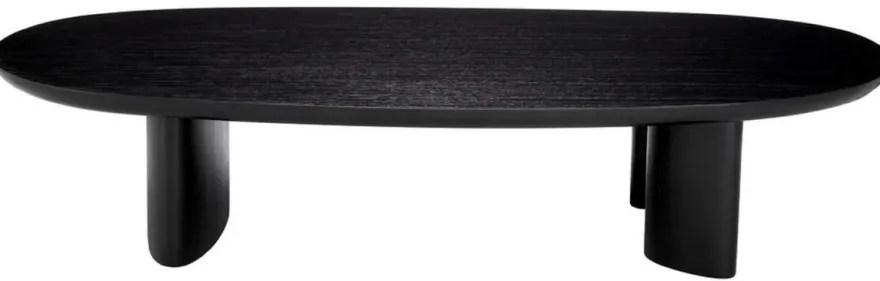 Casa Padrino Luxus Couchtisch Schwarz 168,5 x 86,5 x H. 35,5 cm - Ovaler Massivholz Wohnzimmertisch - Wohnzimmer Möbel - Luxus Möbel - Luxus Einrichtung